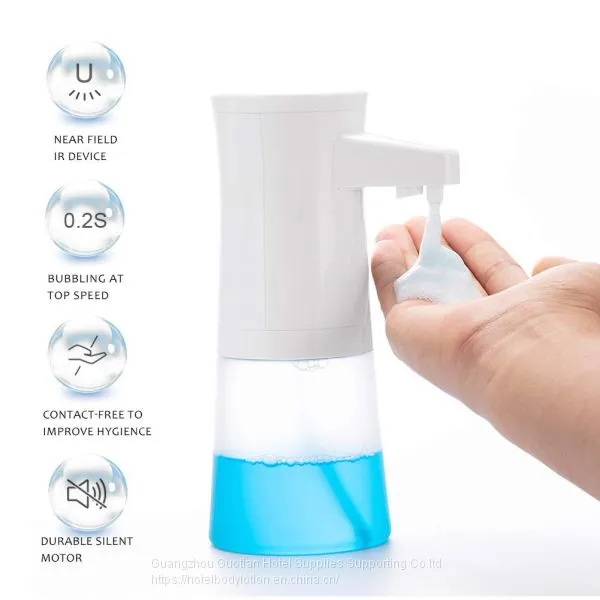350ML Touchless Automatic Soap Foam Dispenser Hands-Free Motion Sensor Liquid Dish Autosoap Dispenser for Shower Kitchen Bathroom