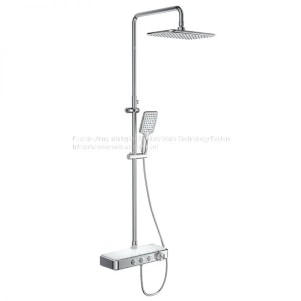 AT-P011 Luxury Bathroom Shower Column Chrome Colour 3 Functions Rain Shower With Table Foshan Supplier