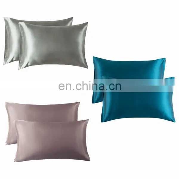 High Quality Fade Resistant Soft 100% Polyester Silky Smooth Queen Satin Pillowcase photo-7