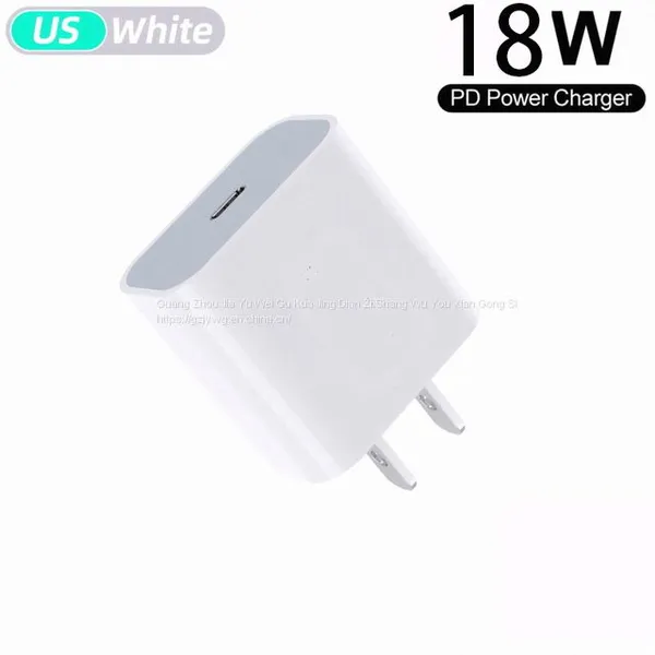 PD 18W USB-C Power Adapter Charger US EU Plug White Color photo-2