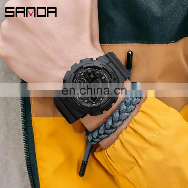 SANDA 3099 Lover's Sanda Couples Digital Quartz Watch Sport Watches LED 50M Waterproof Casual Shock Male Clock China Plastic photo-5