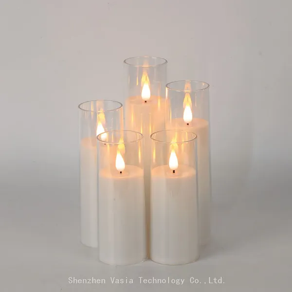 Pillar Candles With Glass Holders - Stylish & Waterproof, for Indoor/Outdoor Decor - Factory Direct photo-2
