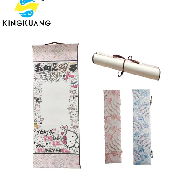 Xuan Paper Art Paper Hand Scroll Song Brocade Framed  Brocade Box Set with Pink Color or  Sky Blue Color  Student Graduate Gift Set