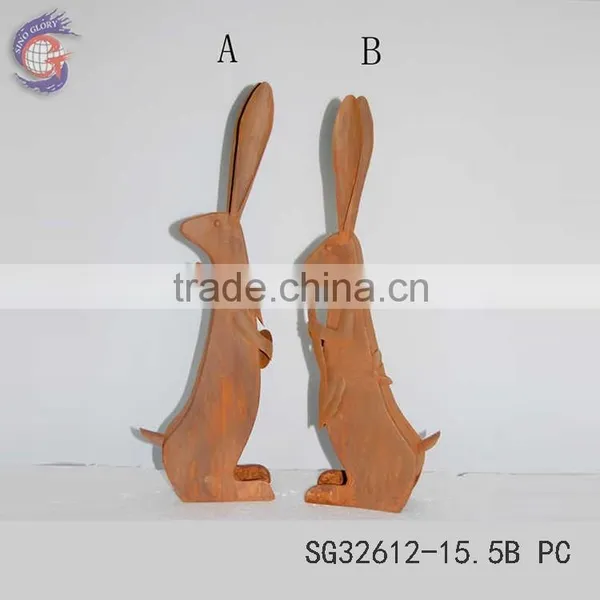 Rusty Metal Rabbit Statues Garden Decoration photo-6