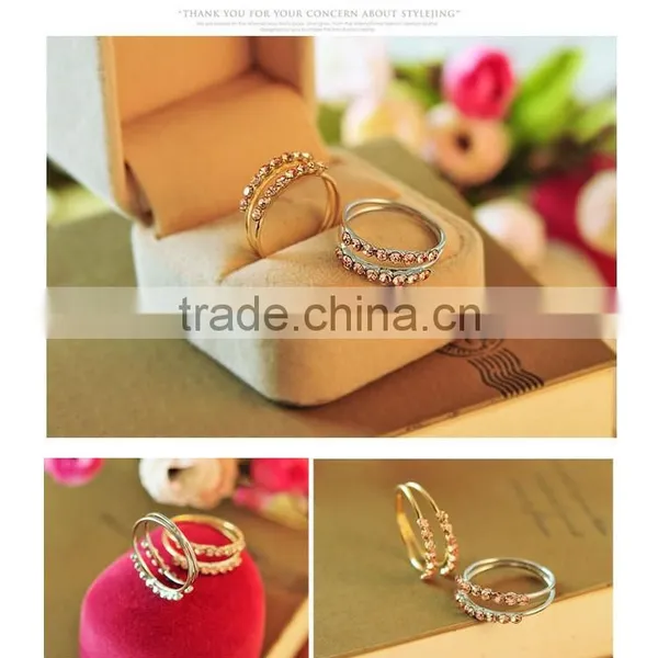 Top Selling Rhinestone Double Band Wedding Finger Ring photo-3