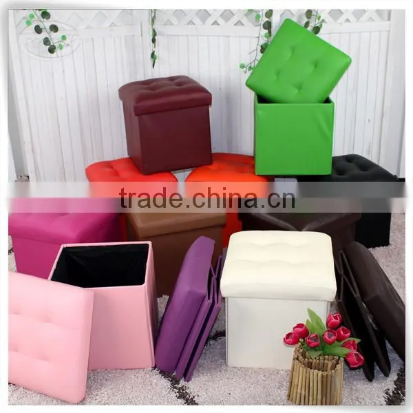 Square pu Leather Foldable Storage Ottoman Bench