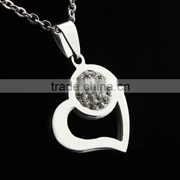 Titanium Heart Pendant Necklace Jewelry Diamond Cut Heart-shaped Clavicle Chains Wholesale photo-4