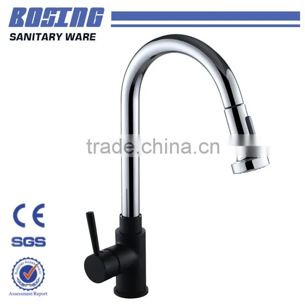 Classic Wholesale Brass Body Black Zinc Handle Pull Out Sink Kitchen Mixer