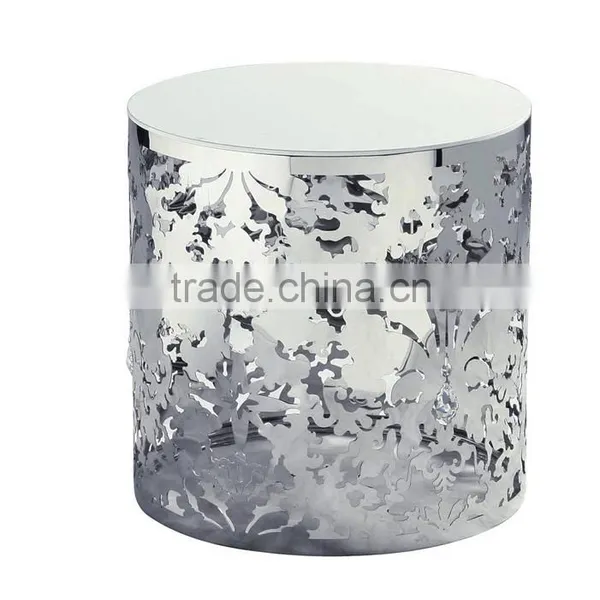 Hollow Stainless Steel Round Side Table photo-2