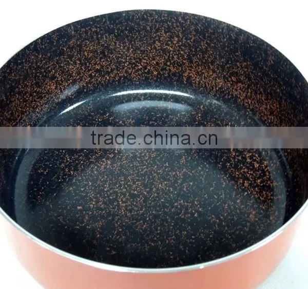 New Ceramic and Orange Marble Coating Press Aluminum Casserole Pot With Comfortable Handles Quality Choice photo-2