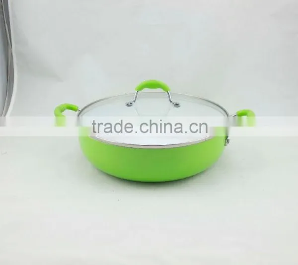 Elegant Aluminum Non Stick Coating Pressed/Forged Caldero With Two Ears and Glass Lid photo-3