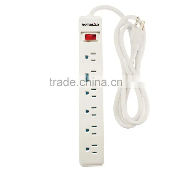 6 Outlets US Standard 110v Surge Protector With Shutter Overloading Protection