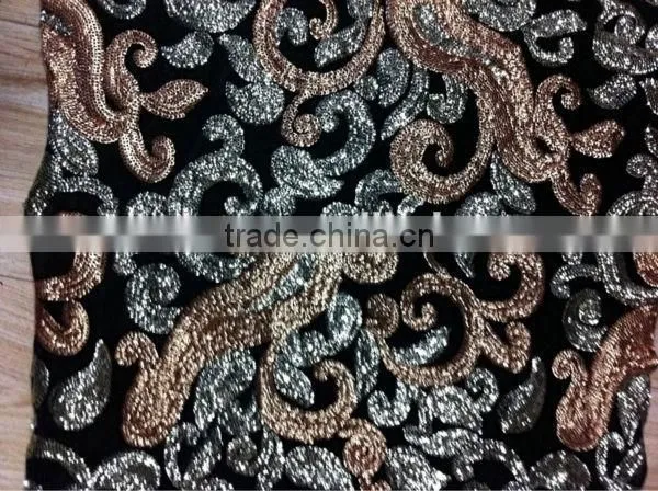 High Quality African Beads Sequin Net Chemical Lace