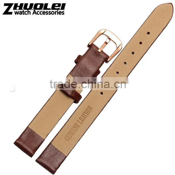 6|8|10|12mm High Quality Genuine Leather Watch Strap With Stainless Steel Buckle Wholesale 3PCS photo-2