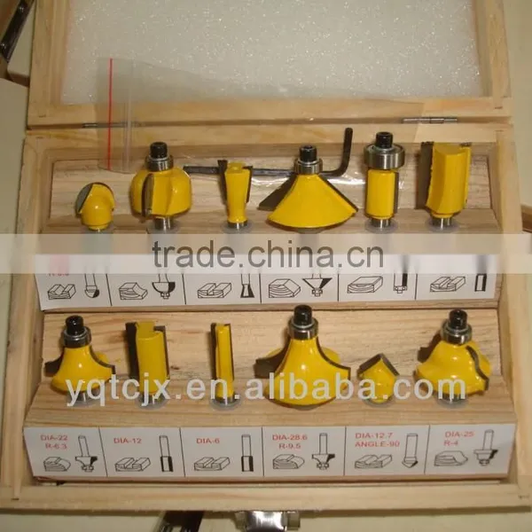 TC-012B DIY Market Hand Tool Parts 12PCS TCT Router Bit Set For Wood Cutting photo-3