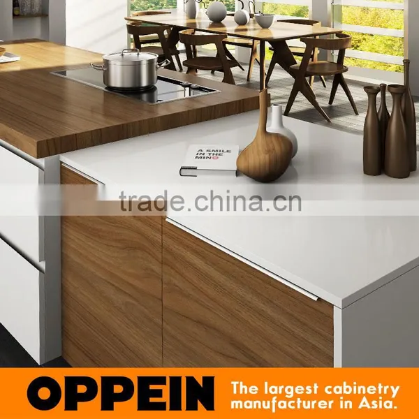 New Design Modern White and Wood Grain All-Island Whole Kitchen Cabinet Set photo-4