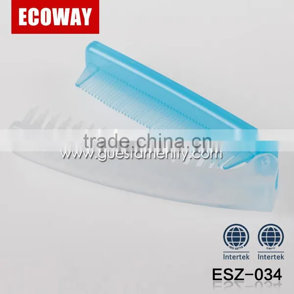 Hot Sale White and Blue Plastic Travel Pocket Comb Folding Hotel Bath Comb photo-3