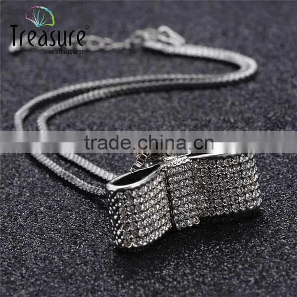 Foreign Trade Big-name Fashion Jewelry Temperament Full of Diamond Alloy Necklace Silver Necklace Wholesale European and America photo-4