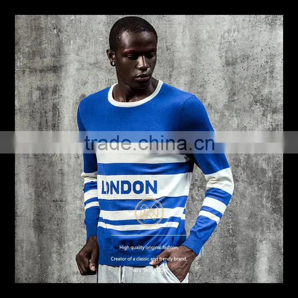Men's Flat Stripe Knitted Sweater Teenager Pullover Sweater photo-3