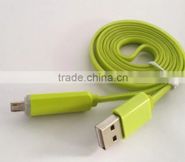 Flat Noodle Design Candy-colored Micro USB Cable With Led Light for Android Smart Phone photo-4