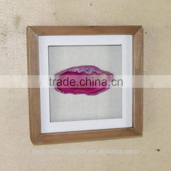 Real Agate Shadow Box Wood Wall Art
