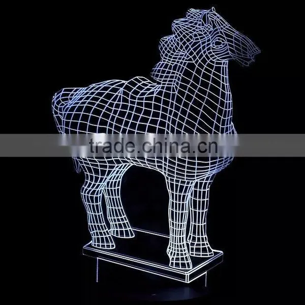 3D Optical Night Light Horse 7 RGB Light Colors 10 LEDs AA Battery or DC 5V Mixed Lot photo-2