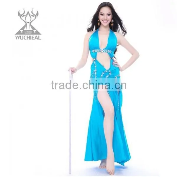 Belly Dance Costumes,Blue Silk Sexy Nice Belly Dance Wear,Belly Dance Performance Dress for Dancer (QC2115) photo-3