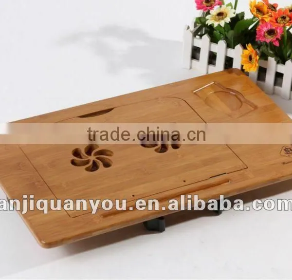 Bamboo Portable Laptop Desk With Usb Fan and Stainless Foldable Legs photo-2