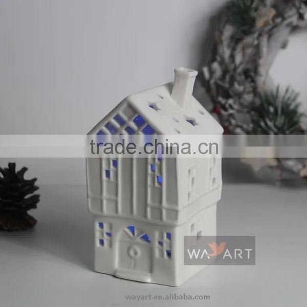 Colorful LED Light Ceramic House With Chemney photo-2