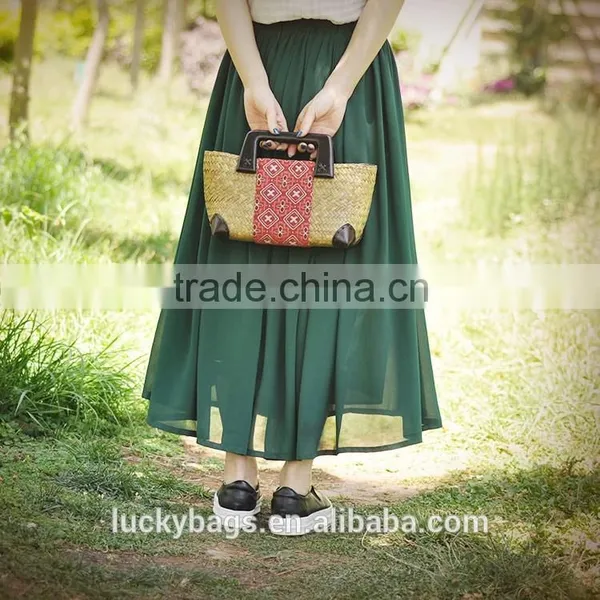 Embroidery Straw Bags New Arrival Fashion Women Handbag Plastic Handle Cute Straw Bag photo-2