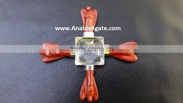 Red Jasper Angels Aagte Energy Generator With Crystal Quartz Pyramid photo-5