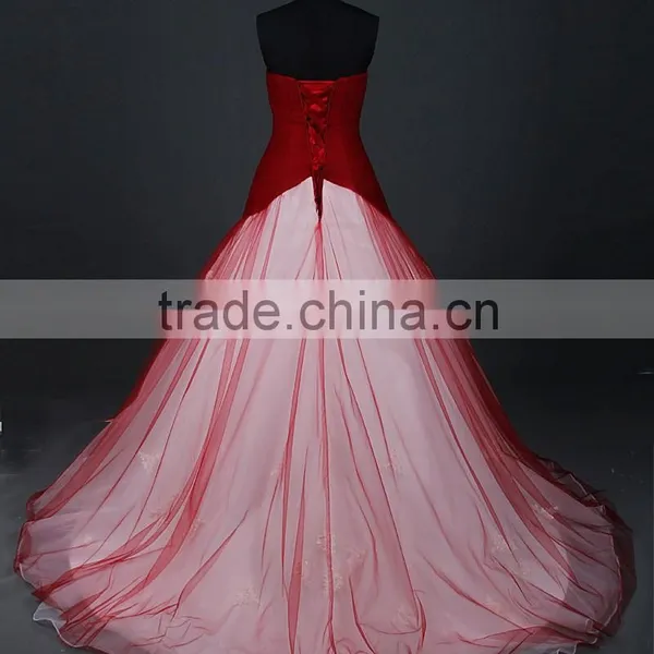 RSW884 Red And White Wedding Party Dresses photo-2