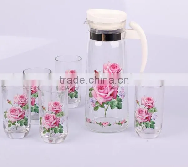 Wholesale Glass 7pcs Water Set With Heat Transfer Printing photo-4