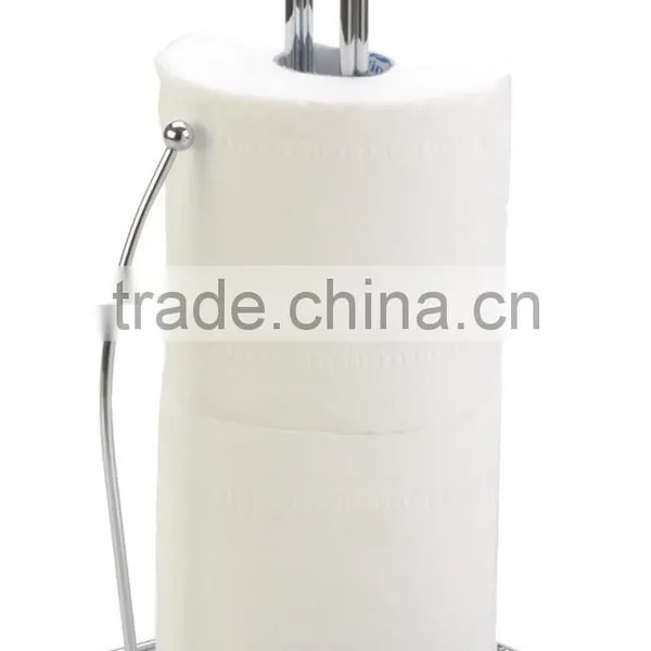 Freestanding Kitchen Use Metal Wire Tissue Paper Towel Holder Chrome photo-2
