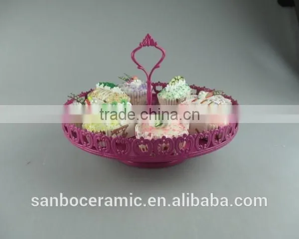One Layer Small Colorful Cake Stand With Flower Rim OEM Factory Cheap Price photo-3