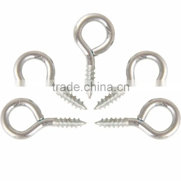 Silver Color Zinc Plated Metal Cup Hooks Eye Shape Screw Hooks Self-tapping Screws Hooks Ring photo-3