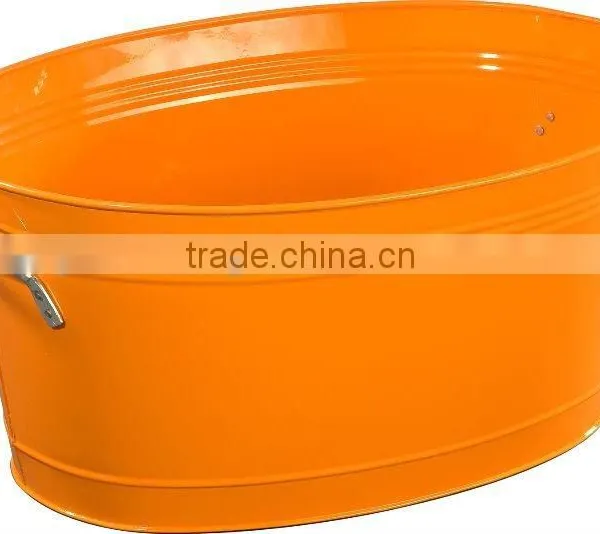 Vintage Large Capacity Galvanized Metal Oval Party Tub Ice Bucket Drink Beer Cooler photo-4