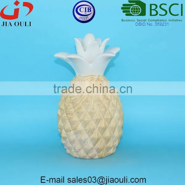 New Design Home and Garden Decorations Ceramic Pineapple With Wood Print Decor photo-5