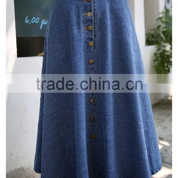 2017 New Fashion Ladies Long Denim Skirts Long Jeans Skirts photo-4
