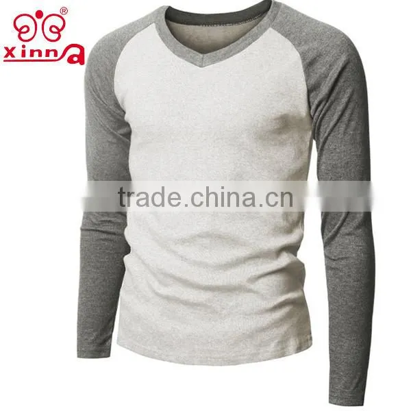 Long Sleeves Men 100% v Neck Tshirt photo-2