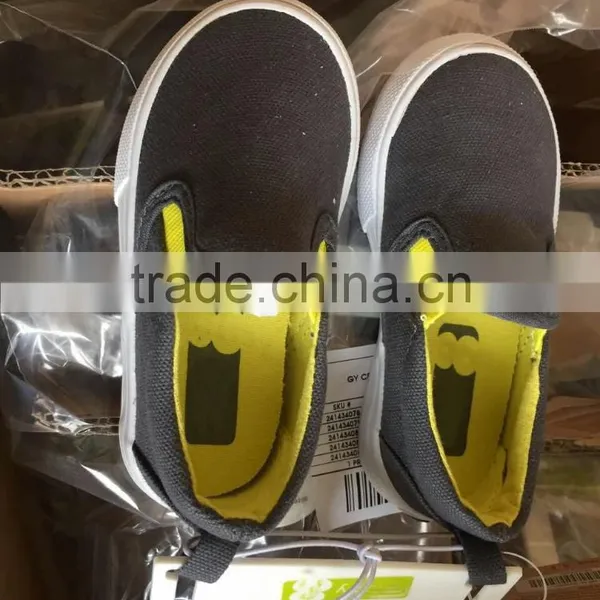 Grey Color Little Kids Casual Shoes Export Surplus Boys Canvas Slip-on Shoe Excess Stock photo-4