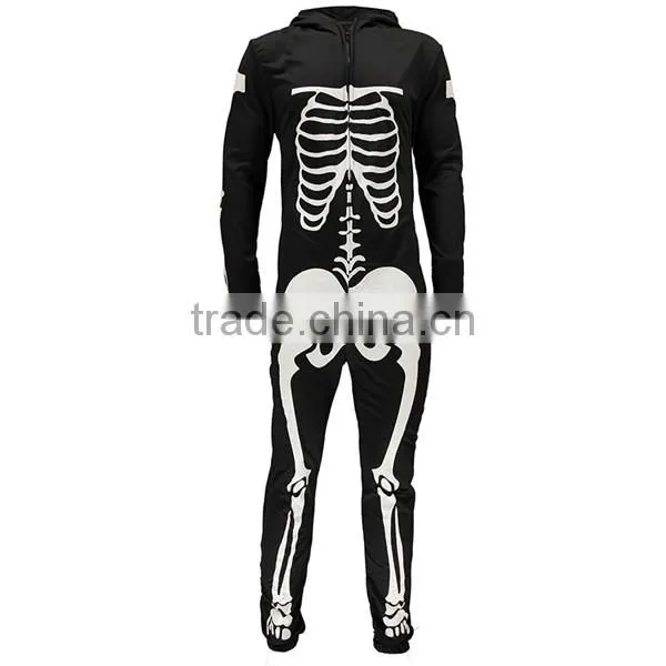 PA0004A Adult Footless Pajamas Adult Onesie With Skeleton Printing photo-3