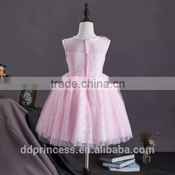 Summer Floral Dress Girls Pink Dressing Gown Fashion Puffy Children Clothes Dress photo-4