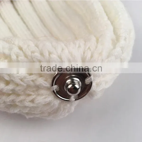 Myfur Bi-Color Black/White Genuine Raccoon Fur Pom Puff Wool Acrylic Ladies Beanie photo-5