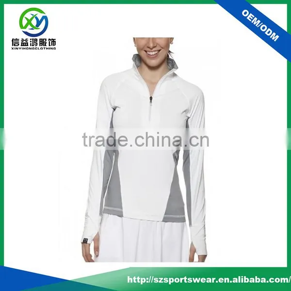 New Style Contrast Color Thumb Hole Lady Golf 1 4 Zip Pullover Sweatshirt photo-4