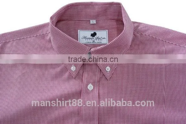 Garment 100% Cotton New Fashion Gingham Men Dress Shirt With Embroidery Men Shirt photo-2