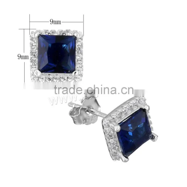 Fashion Jewelry Cubic Zirconia Micro Pave 925 Sterling Sliver Royal Blue Jewelry Set photo-6