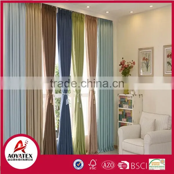 Polyester-cotton Fabric Blackout Window Curtain With Dark Blue photo-2