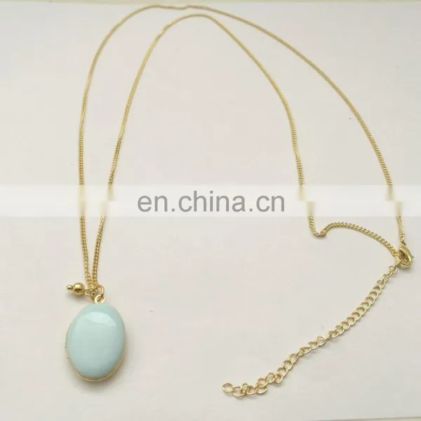 Customized Hypoallergenic Pastel Color Oval Photo Locket Enamel Necklace photo-4
