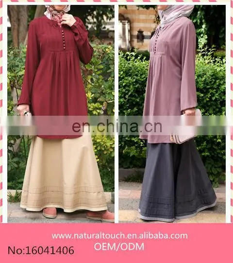 Elegant Long Sleeves Blouse For Girls Round Neck Muslim Abaya